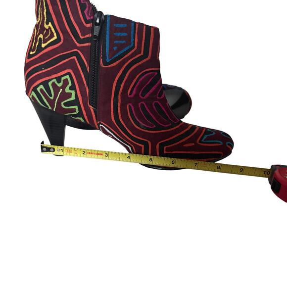 Motlids Handmade Mola Embroidered Heeled Boots Multicolor 8.5 festival boho - Picture 7 of 9